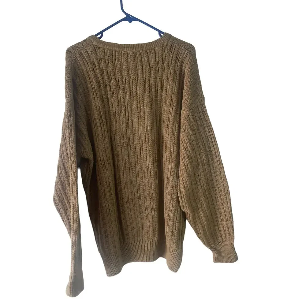 Kaufman's Enro Vintage 90s Men's Size Big‎ 1XL Tan Chunky Knit Sweater